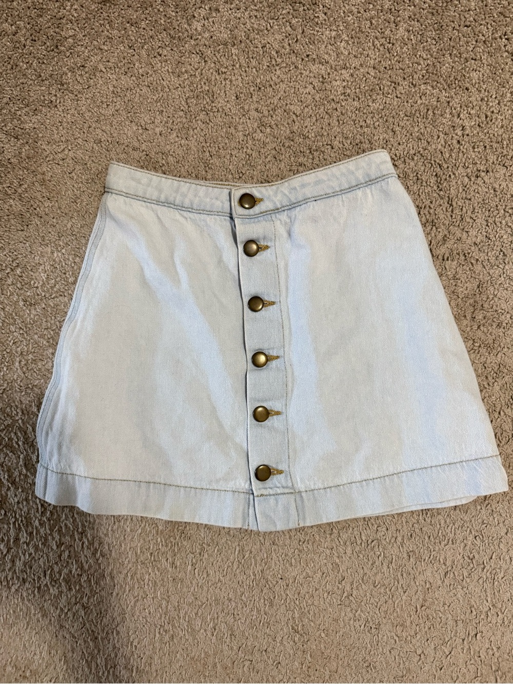 American Apparel Light Blue Button-Front Mini Skirt